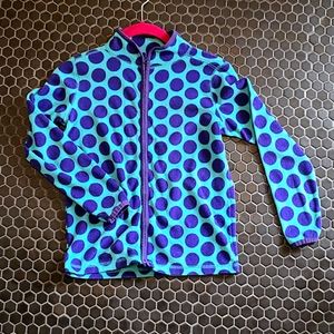 Girls Zipup WARM Fleece Polkadot Purple & Teal 8